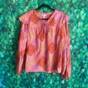 Time & Tru - NWT Floral Patchwork Blouse - Pink and Orange(curvy size)